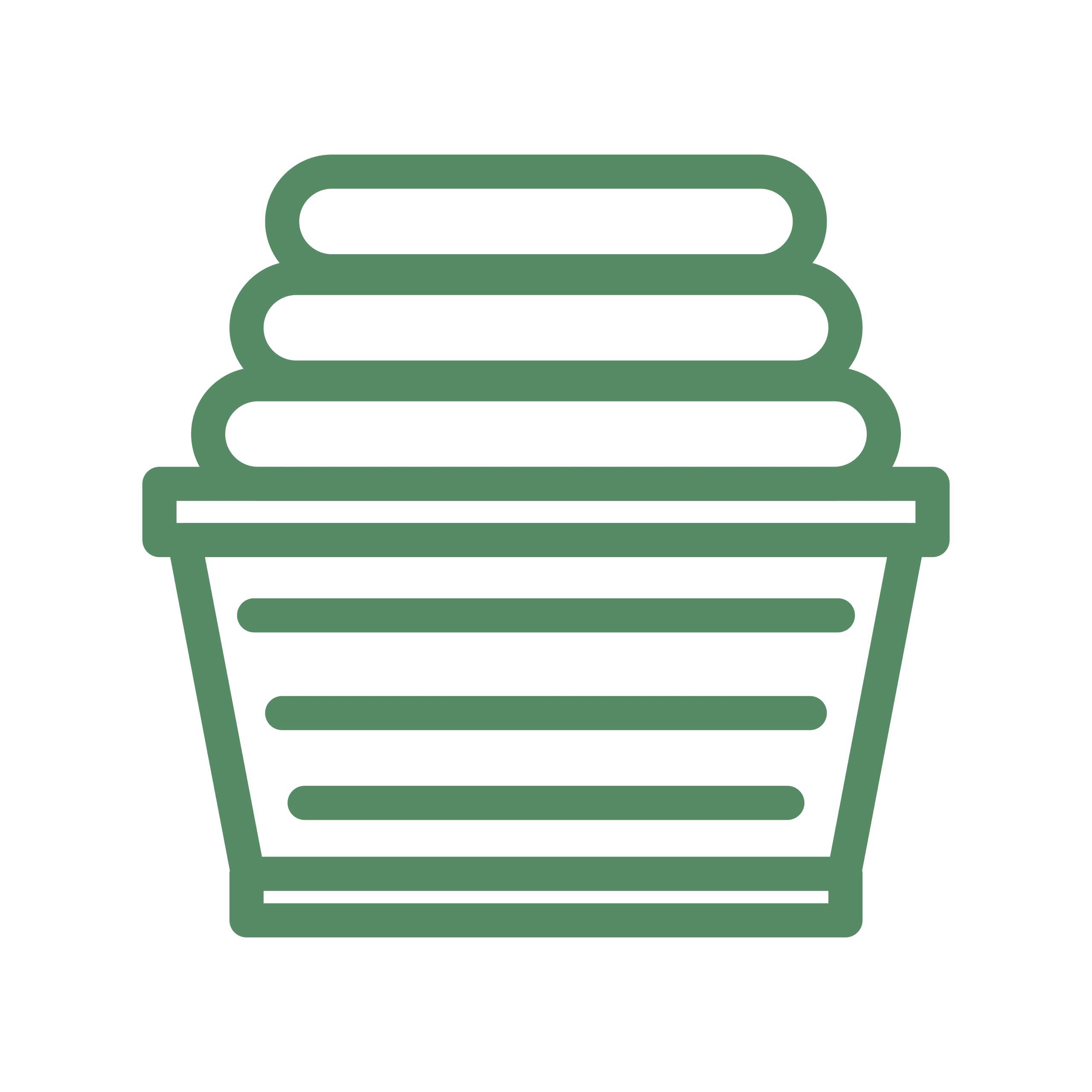 A green full laundry basket outline icon for Rochelle Cleaner's dry cleaning and laundry services page.