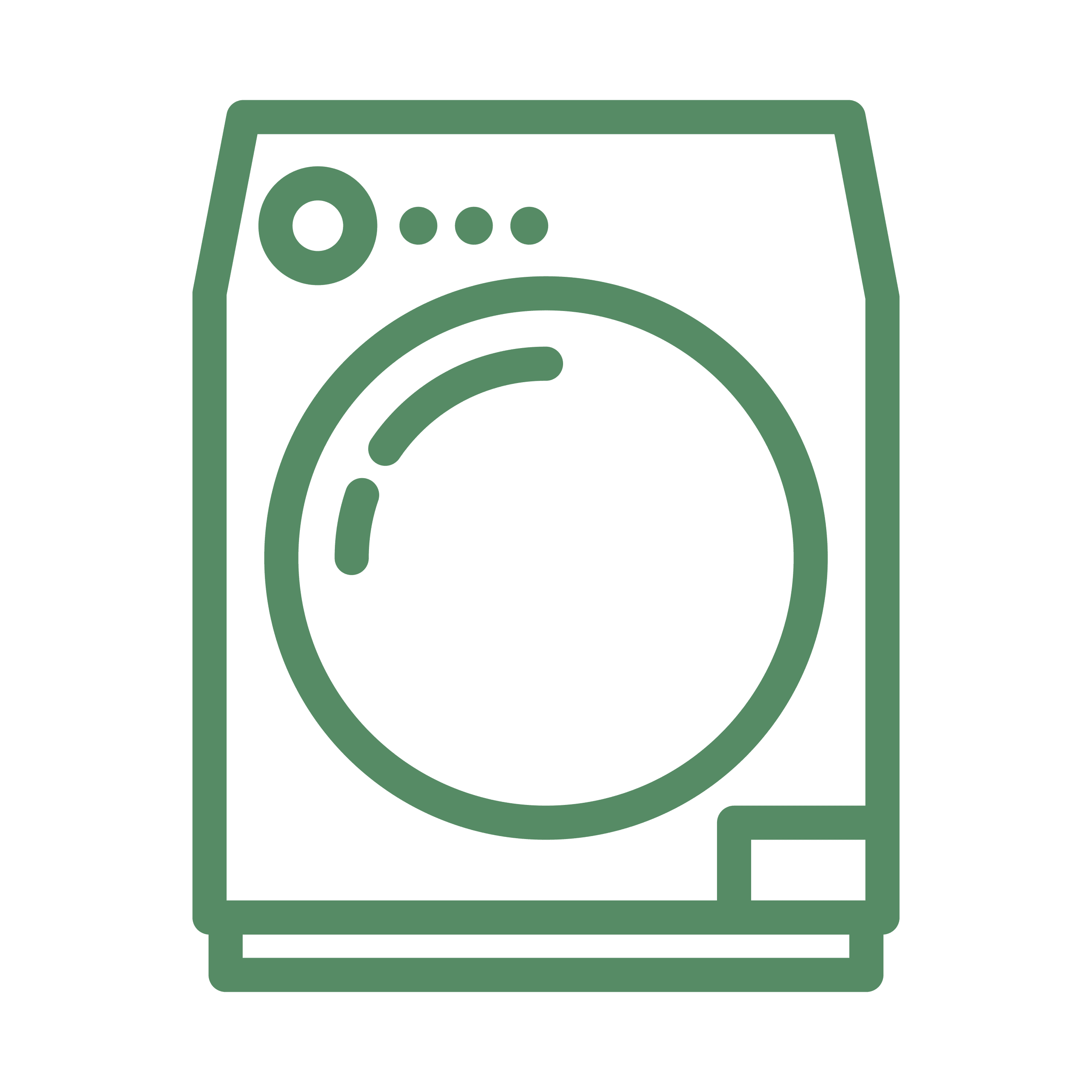 A green washing machine outline icon for Rochelle Cleaner's dry cleaning and laundry services page.